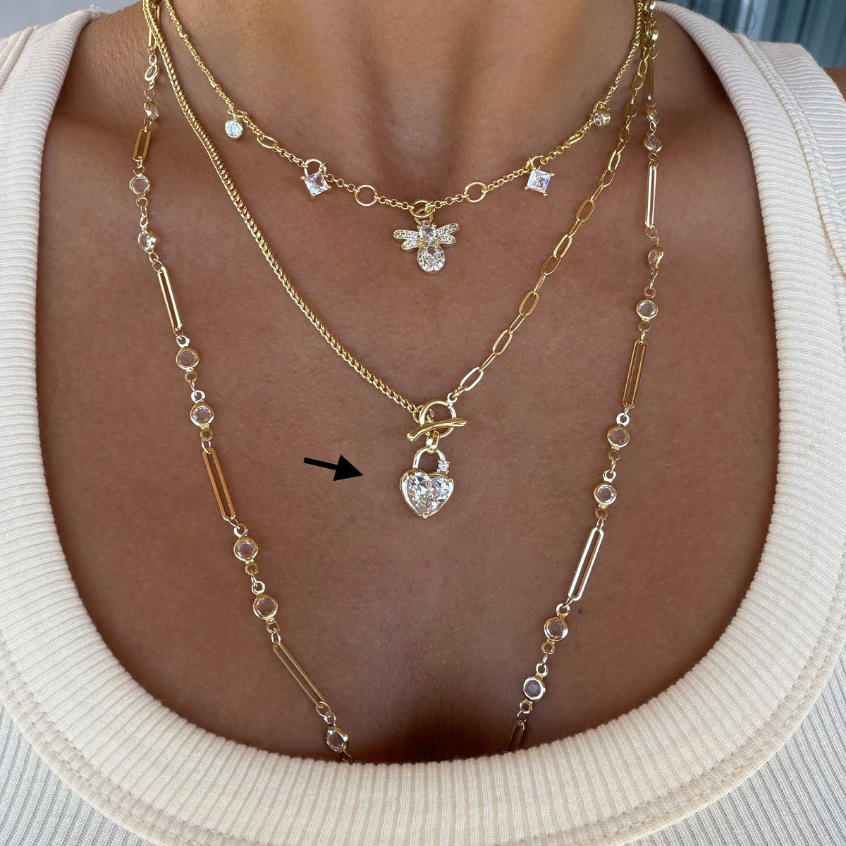 Vip 14K Taş Kalp Kolye