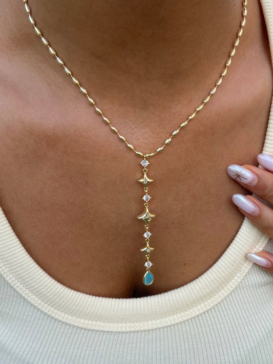 Vip Taş Detaylı Y Choker Kolye