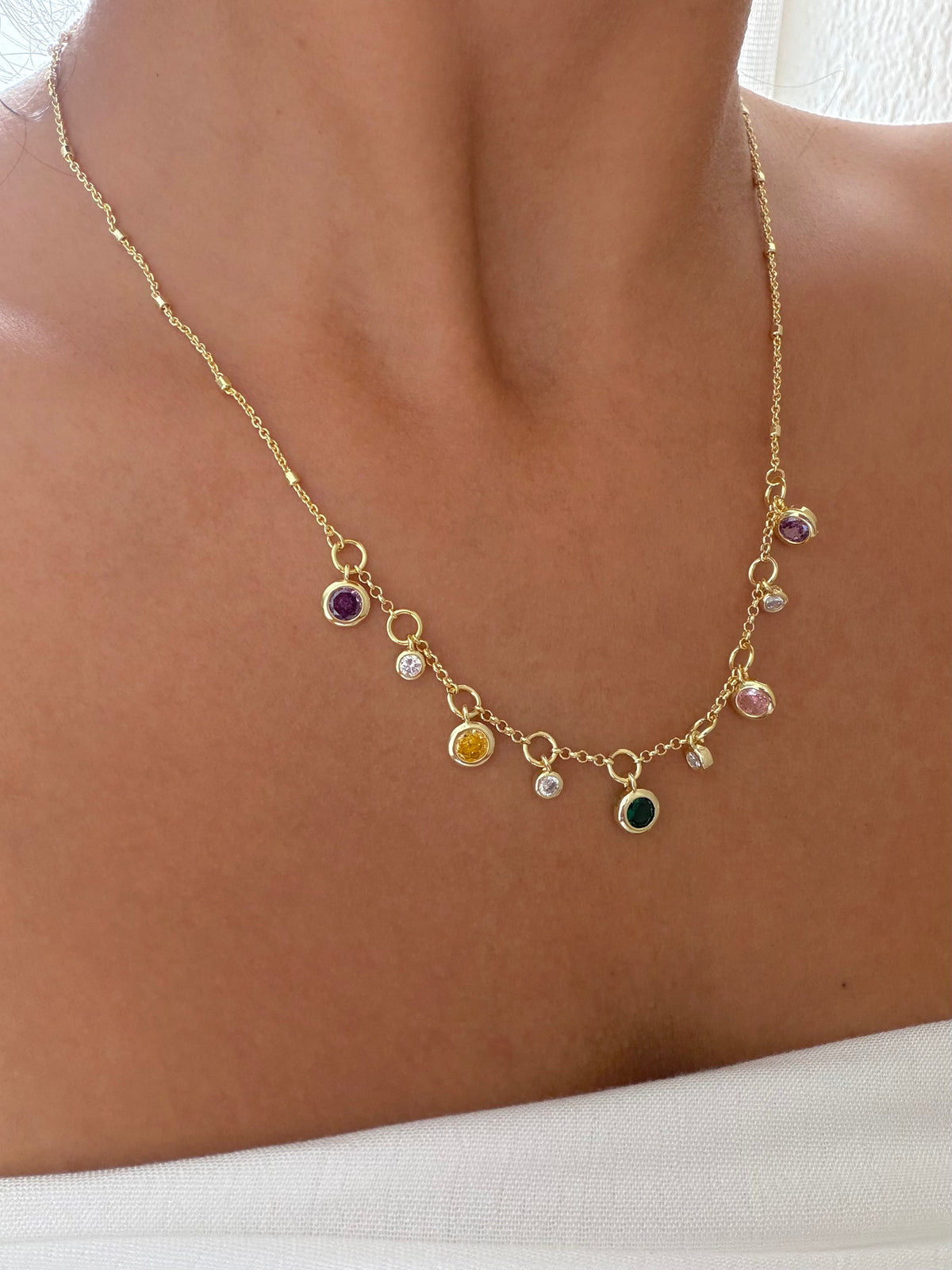 Vip 14K Colors Renkli Taş Kolye
