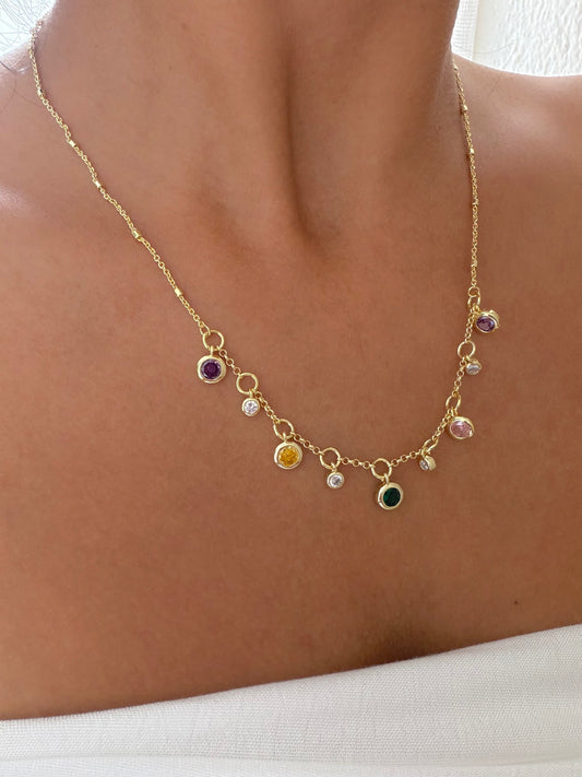 Vip 14K Colors Renkli Taş Kolye
